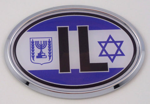 Israel IL Israeli Car Chrome Emblem Bumper Sticker Flag Decal Oval