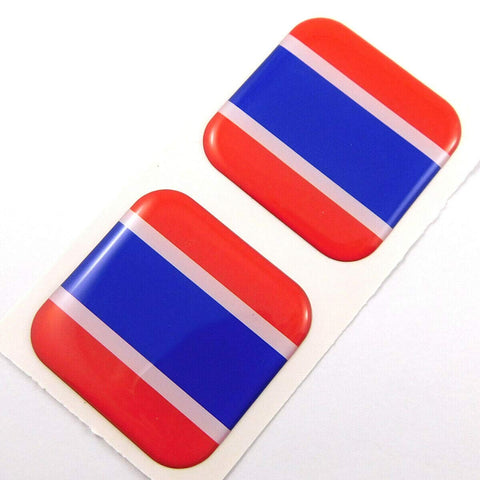 Thailand Flag Square Domed Decal car Bike Gel Stickers 1.5" 2pc