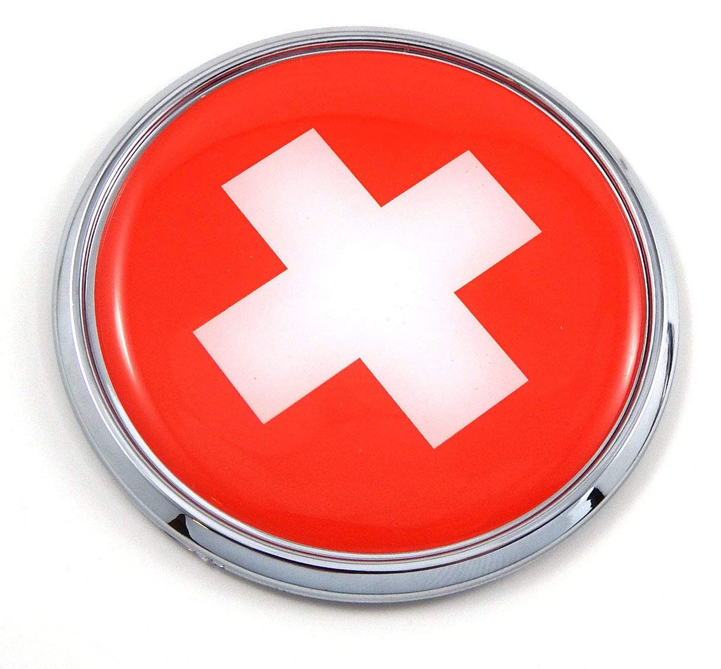 Swiss Switzerland Flag 2.75" Car Chrome Round Emblem Decal 3D Sticker Badge