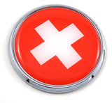 Swiss Switzerland Flag 2.75" Car Chrome Round Emblem Decal 3D Sticker Badge