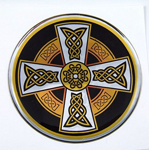Celtic Cross D1 Emblem domed decal on chrome milar Bike Motorcycle Car 62mm