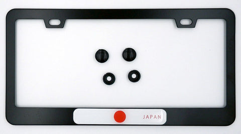 Japan Flag Metal Black Aluminium Car License Plate Frame Holder with Free caps