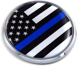USA Police Thin Blue line Flag 2.75" Car Chrome Round Emblem Decal 3D Badge