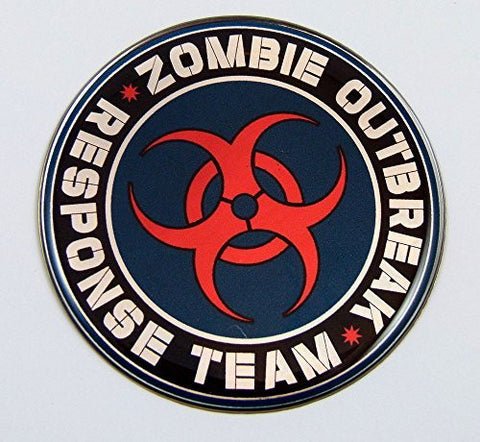 Zombie outbreak Responce team Emblem domed decal on chrome Bike Motorcycle Car