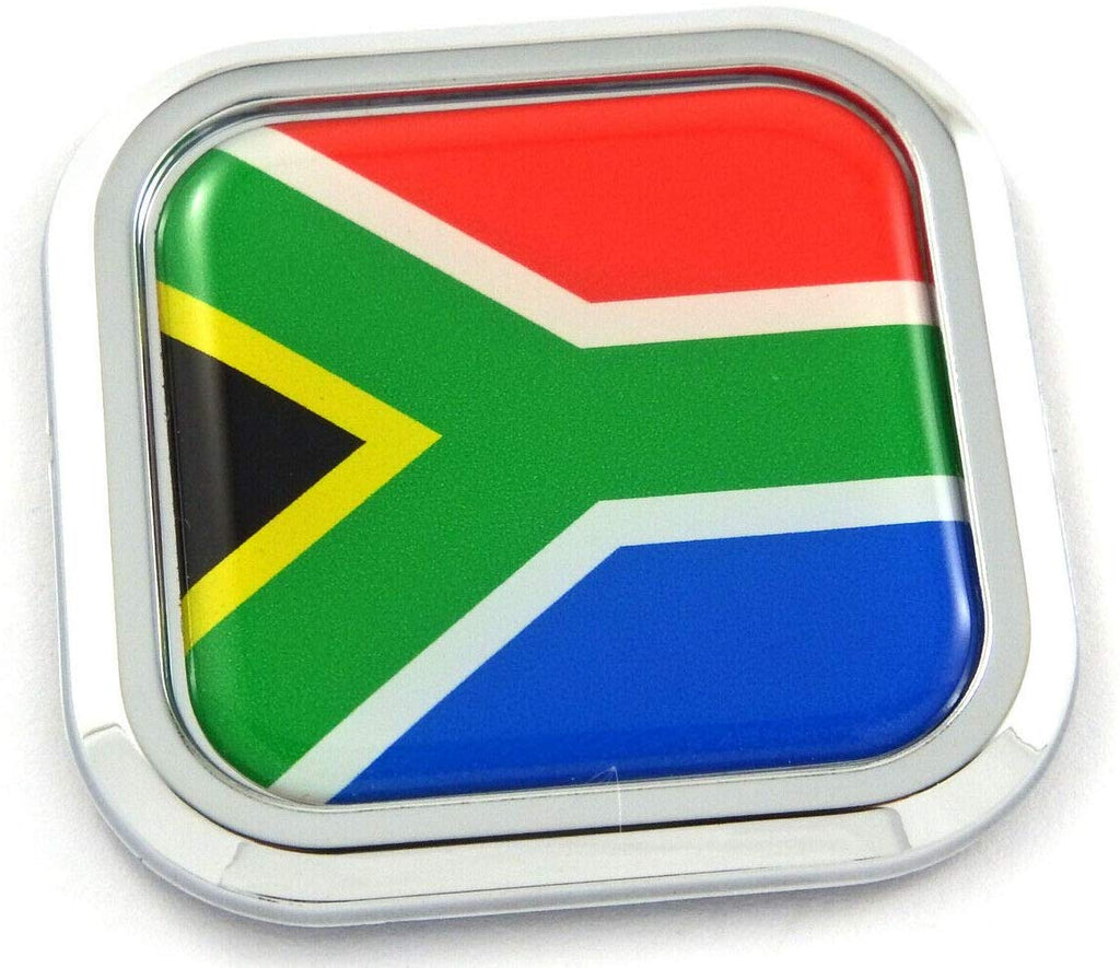 South Africa Flag Square Chrome rim Emblem Car 3D Decal Badge Bumper sticker 2"