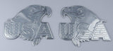 USA Eagle Chrome Finish Decal Emblem Pair 3D Sticker car Bike 2.8" Flexible