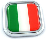 Italy Italia Flag Square Chrome rim Emblem Car 3D Decal Badge Bumper sticker 2"