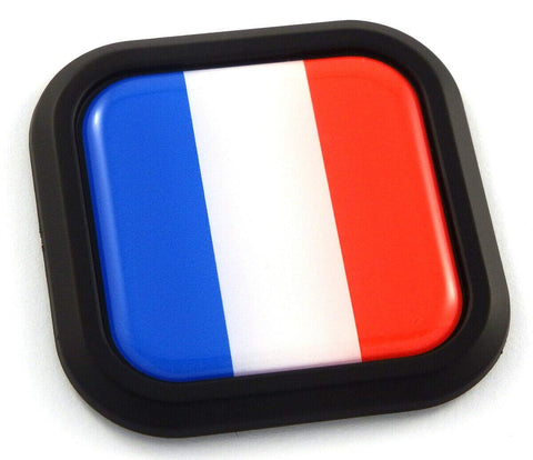 France Flag Square Black rim Emblem Car 3D Decal Badge Hood Bumper sticker 2"