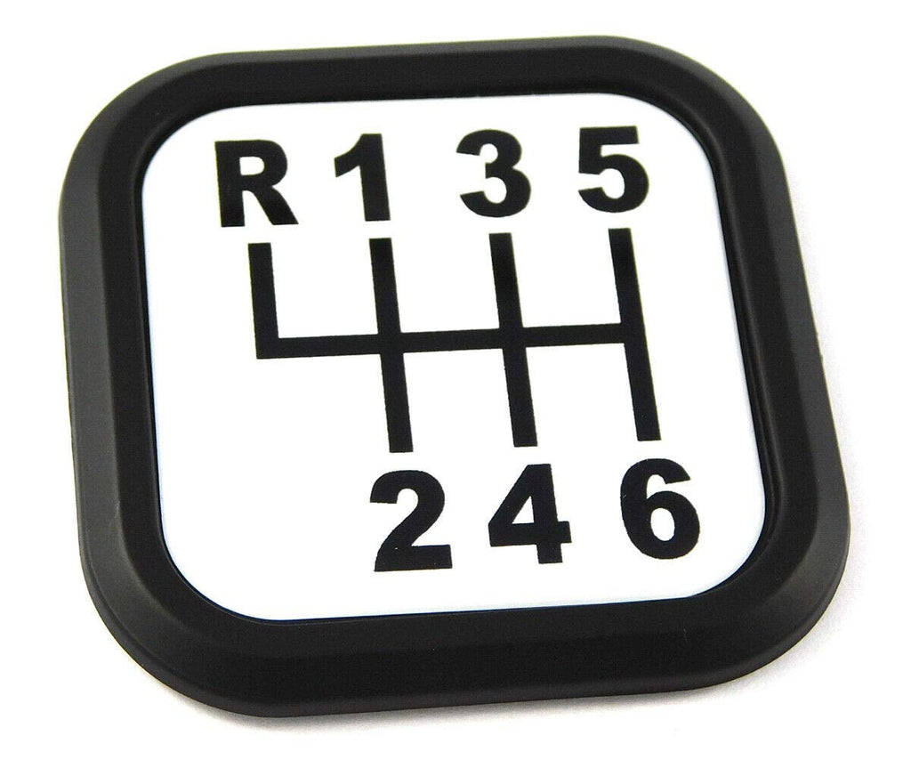 Shift Manual 6 speed Square Black rim Emblem Car 3D Decal Badge Bumper 2"