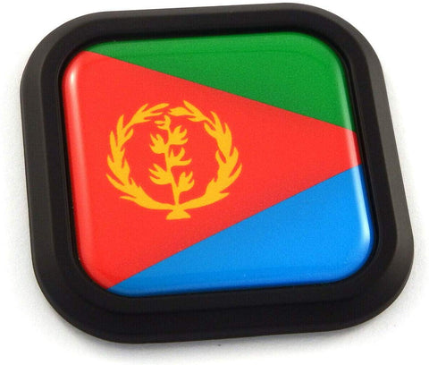 Eritrea Flag Square Black rim Emblem Car 3D Decal Badge Hood Bumper sticker 2"