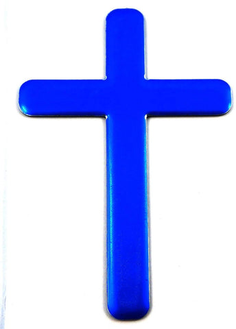 Jesus Cross Blue Decal Emblem 3D Sticker car Bike auto 2"x3"