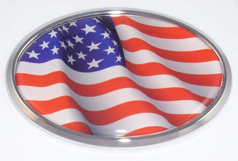 USA American Flag Emblem Chrome Car Decal Sticker Oval