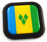 St.Vincent and the Grenadines Flag Square Black rim Emblem Car 3D Decal Badge 2"
