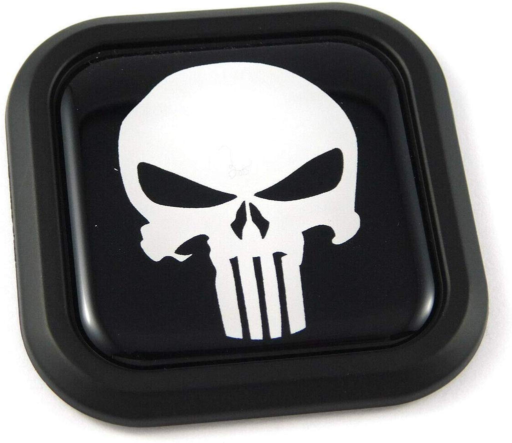 Punisher Skull Square Black rim Emblem Car 3D Decal Badge Bumper 2"