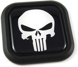 Punisher Skull Square Black rim Emblem Car 3D Decal Badge Bumper 2"