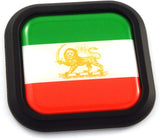 Iran Lion Flag Square Black rim Emblem Car 3D Decal Badge Hood Bumper sticker 2"