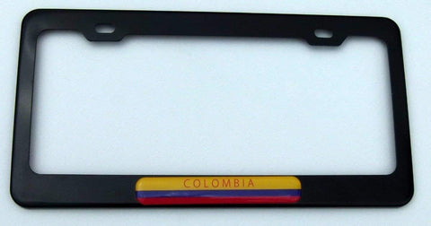 Colombia Colombian Flag Black Metal Car auto License Plate Frame Dome Insert