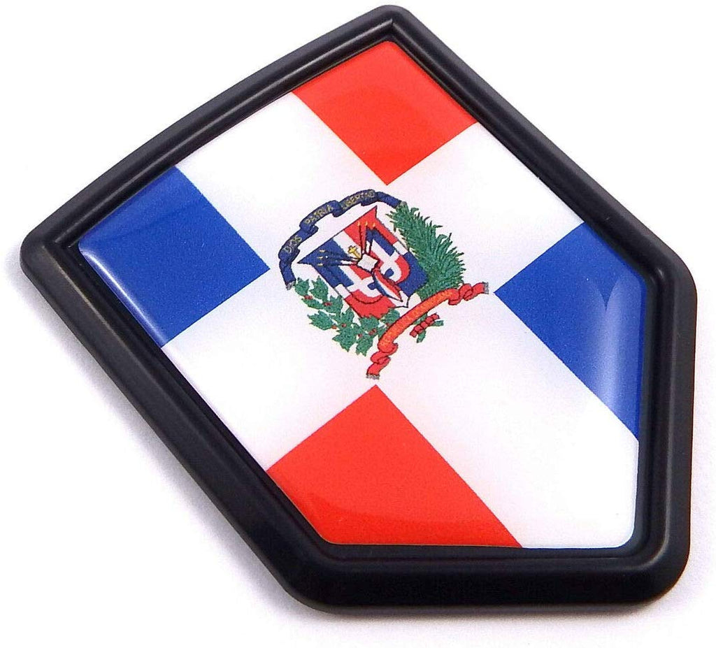 Dominican Republic Flag Black Shield Car Bike Decal Crest Emblem 3D Sticker