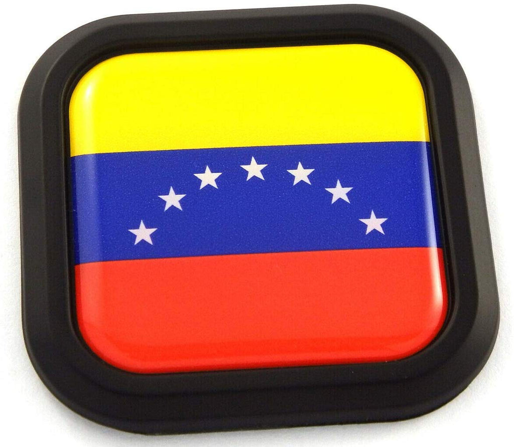 Venezuela Flag Square Black Emblem rim Car 3D Decal Badge Bumper sticker 2"