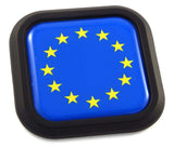 European Union Flag Square Black rim Emblem Car 3D Decal Badge Bumper sticker 2"