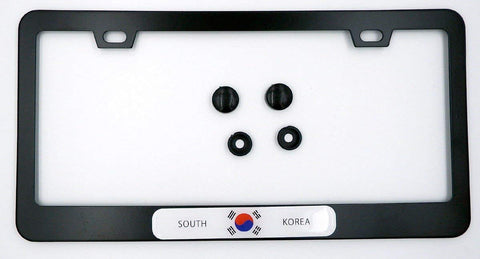 Korea South Flag Metal Black Aluminium Car License Plate Frame Holder