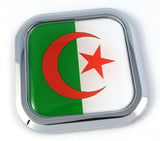 Algeria Flag Square Chrome rim Emblem Car 3D Decal Badge Hood Bumper sticker 2"