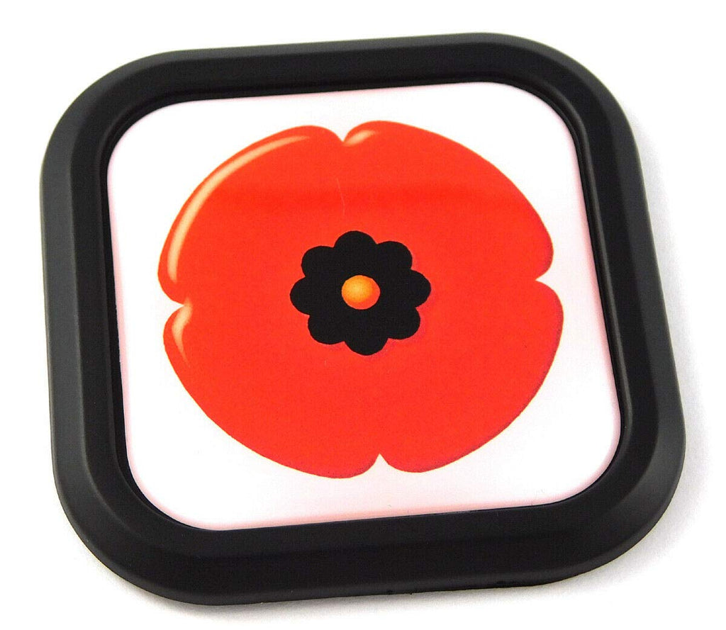 Lest We forget Poppy Square Black rim Emblem Car 3D Decal Badge Bumper 2"