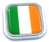 Ireland Flag Square Chrome rim Emblem Car 3D Decal Badge Hood Bumper sticker 2"
