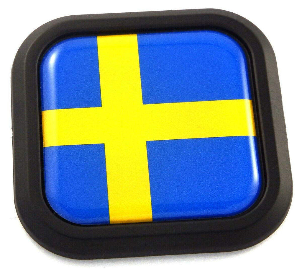 Sweden Swedish Flag Square Black rim Emblem Car 3D Decal Badge Bumper sticker 2"