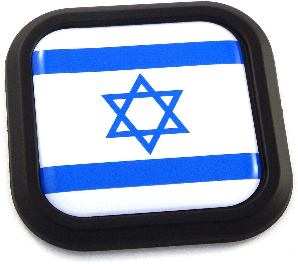 Israel Flag Square Black rim Emblem Car 3D Decal Badge Hood Bumper sticker 2"