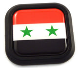 Syria Flag Square Black rim Emblem Car 3D Decal Badge Hood Bumper sticker 2"