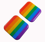 Pride Gay Lesbian Flag Square Domed Decal car Bike Gel Stickers 1.5" 2pc