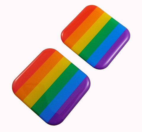 Pride Gay Lesbian Flag Square Domed Decal car Bike Gel Stickers 1.5" 2pc