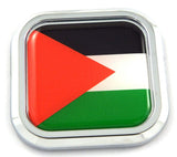 Palestine Flag Square Chrome rim Emblem Car 3D Decal Badge Bumper sticker 2"