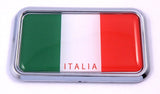 Italia Italy Flag rectanguglar Chrome Emblem 3D Car Decal Sticker 3" x 1.75"