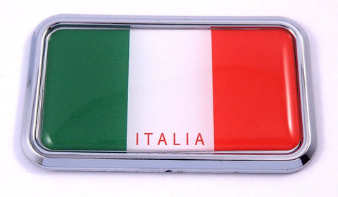 Italia Italy Flag rectanguglar Chrome Emblem 3D Car Decal Sticker 3" x 1.75"