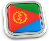 Eritrea Flag Square Chrome rim Emblem Car 3D Decal Badge Hood Bumper sticker 2"