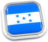 Honduras Flag Square Chrome rim Emblem Car 3D Decal Badge Hood Bumper sticker 2"