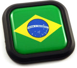 Brazil Flag Square Black rim Emblem Car 3D Decal Badge Hood Bumper sticker 2"