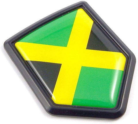 Jamaica Jamaican Flag Black Shield Car Bike Decal Crest Emblem 3D Sticker