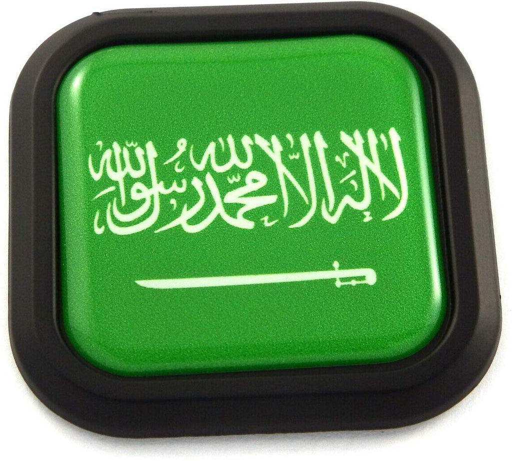 Saudi Arabia Flag Square Black rim Emblem Car 3D Decal Badge Bumper sticker 2"