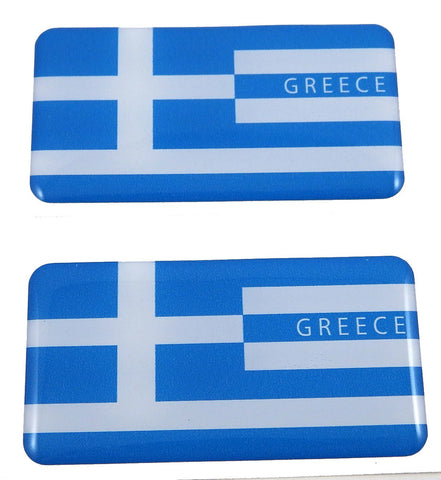 Greece Greek Flag Domed Decal 3D Sticker Emblem 2.6" Set of 2 Decals