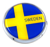 Sweden Swedish Flag 2.75" Car Chrome Round Emblem Decal 3D Sticker Badge