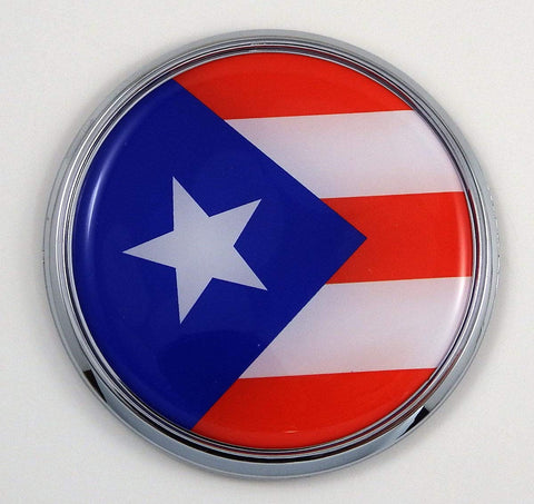 Puerto Rico Flag 2.75" Car Chrome Round Emblem Decal 3D Sticker Badge