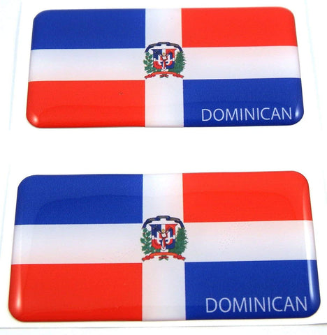 Dominican Republic Flag Domed Decal 3D Sticker Emblem 2.6" Set of 2 Decals