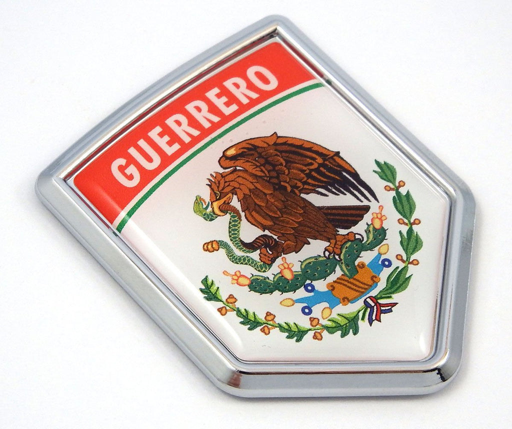 Guerrero Mexico Flag Mexican Car Emblem Chrome Bike Decal 3D Sticker MX25