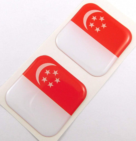 Syngapore Flag Square Domed Decal car Bike Gel Stickers 1.5" 2pc
