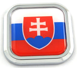 Slovakia Flag Square Chrome rim Emblem Car 3D Decal Badge Hood Bumper sticker 2"
