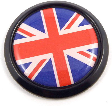 Great Britain British Black Round Flag Car Decal Emblem Bumper 3D Sticker 1.85"