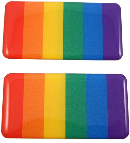 Pride Gay Rainbow Lesbian Flag Domed Decal 3D Sticker Emblem 2.6" Set of 2 Decals